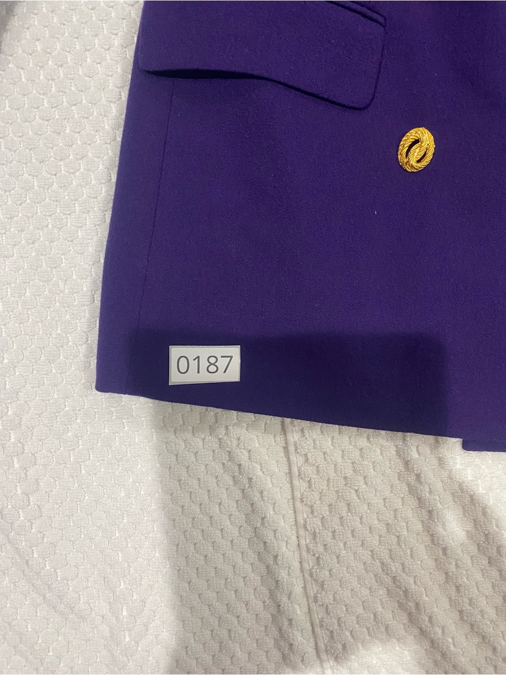 Valerie Stevens Purple Double-Breasted Blazerwith Gold Buttons and Skirt Suit - Picture 8 of 10